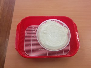 My feta waiting for its briny soak.