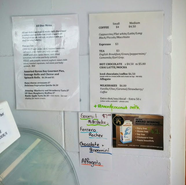 menu at lighthouse cafe